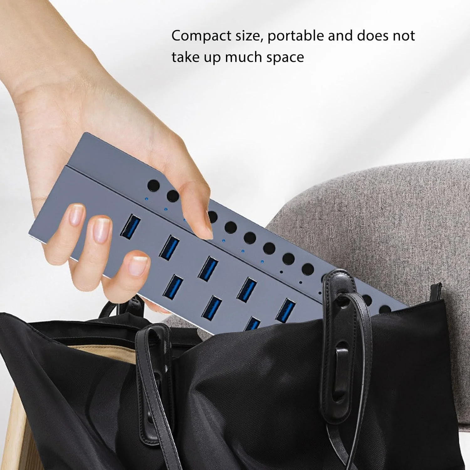 هاب 16 پورت USB 3.0 Bewinner، هاب USB آلیاژ آلومینیوم صنعتی با سرعت بالا با سوئیچ های برق جداگانه، برای OS X، UNIX (دوشاخه UK)