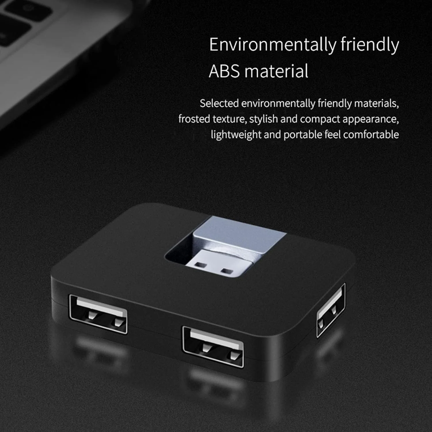 هاب USB بیگ تری، هاب U شکل، مینی هاب خلاقانه U شکل 4 در 1 آداپتور لوازم جانبی کامپیوتر با 4 پورت USB برای انتقال داده USB لپ تاپ PC (مشکی)