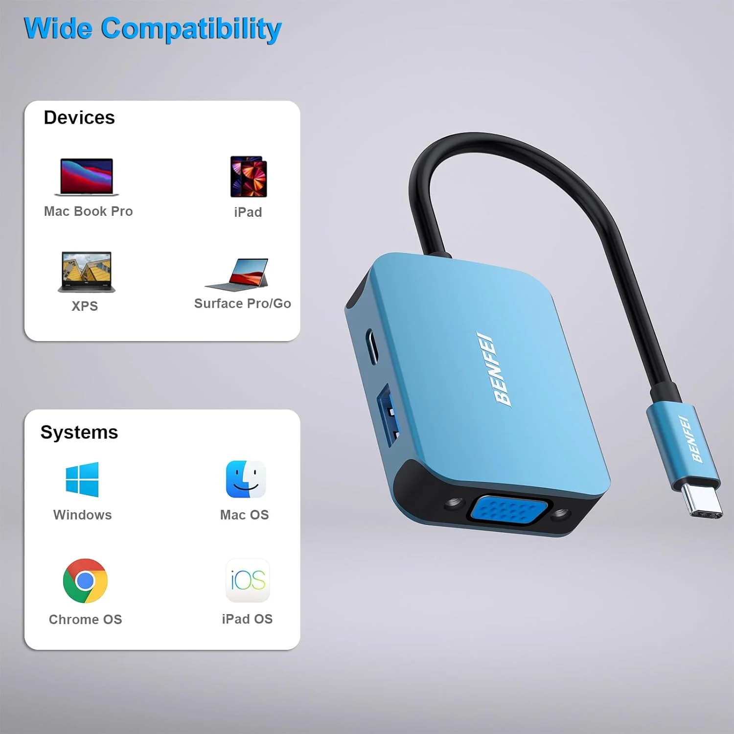 هاب USB C بنفی 4 در 1، آداپتور USB Type-C به HDMI VGA، آداپتور USB C به USB، USB Type-C Power Delivery، سازگار با iPhone 15 Pro/Max، MacBook Pro/Air 2023، iPad Pro، iMac، S23، XPS 17 هاب USB C بنفی 4 در 1، آداپتور USB Type-C به HDMI VGA، آداپتور USB C به USB، USB Type-C Power Delivery، سازگار با iPhone 15 Pro/Max، MacBook Pro/Air 2023، iPad Pro، iMac، S23، XPS 17