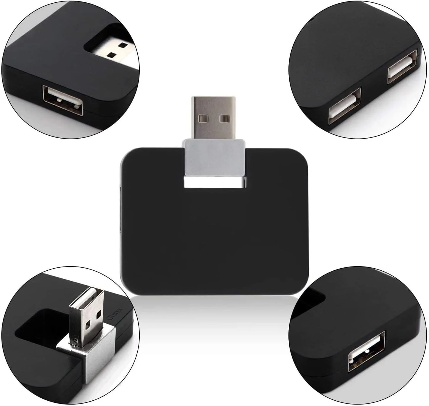 هاب USB بیگ تری، هاب U شکل، مینی هاب خلاقانه U شکل 4 در 1 آداپتور لوازم جانبی کامپیوتر با 4 پورت USB برای انتقال داده USB لپ تاپ PC (مشکی)