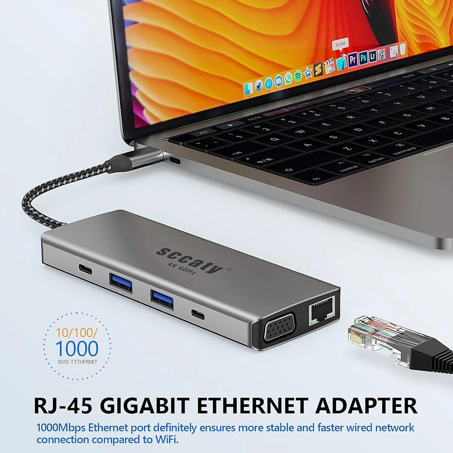 هاب USB C ده در یک با پورت HDMI 4K@60Hz، پورت اترنت 1000 مگابیت بر ثانیه، شارژ PD 100 واتی، پورت VGA، پورت صوتی 3.5 میلی متری، کارت خوان SD 3.0 و TF 3.0، هاب USB-C، 2*پورت USB 3.0 برای لپ تاپ USB-C و دستگاه Type C هاب USB C ده در یک با پورت HDMI 4K@60Hz، پورت اترنت 1000 مگابیت بر ثانیه، شارژ PD 100 واتی، پورت VGA، پورت صوتی 3.5 میلی متری، کارت خوان SD 3.0 و TF 3.0، هاب USB-C، 2*پورت USB 3.0 برای لپ تاپ USB-C و دستگاه Type C