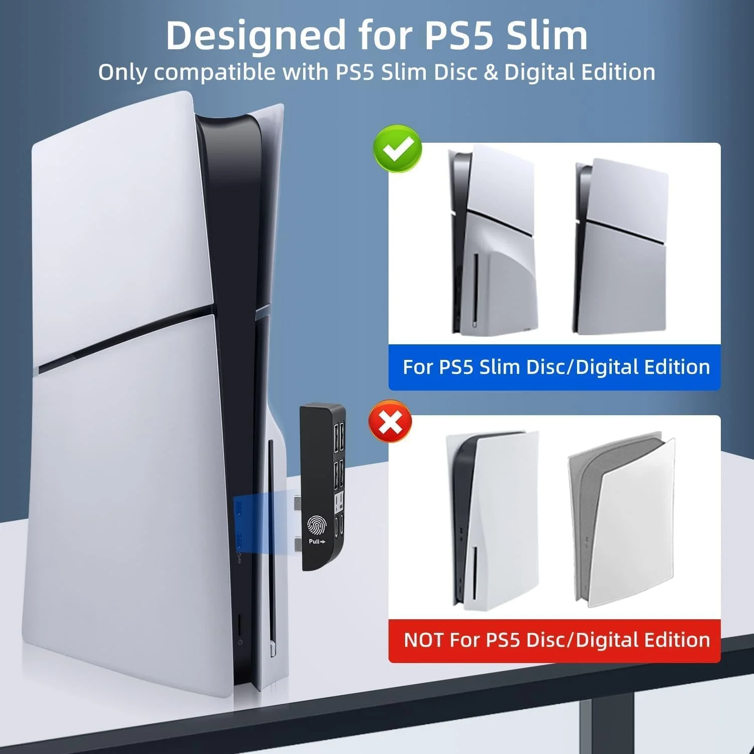 هاب USB شش در یک NALACAL برای کنسول PS5 Slim، آداپتور توسعه پرسرعت با 1 پورت Type-C دیتا، 1 پورت Type-C شارژ و 4 پورت USB-A 2.0 – سازگار با لوازم جانبی PS5 Slim (مشکی)