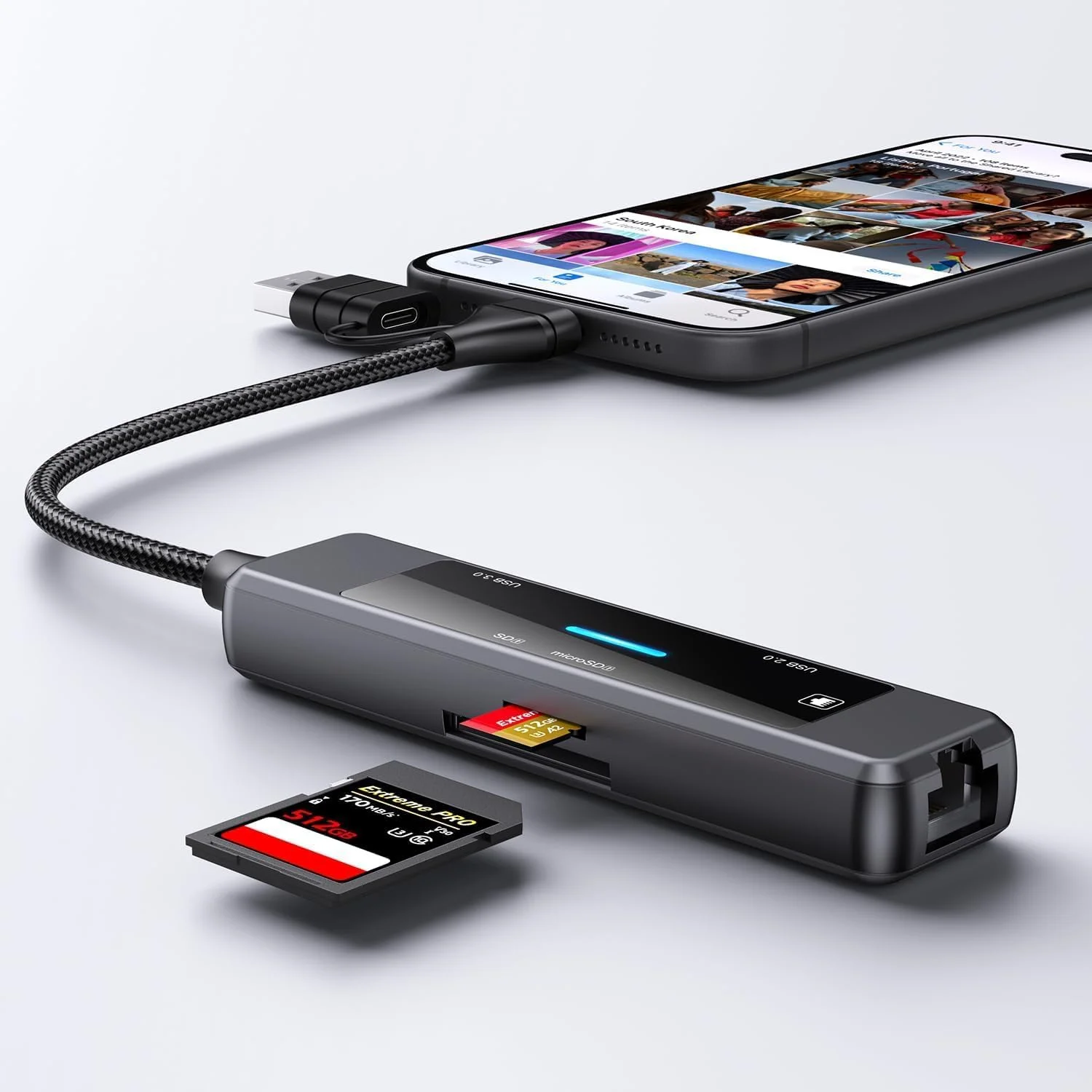 آداپتور هاب USB C نالاکال، دانگل ایستگاه داک چند پورت USB C، کارت خوان اترنت نوع USB C داک اسپلیتر 3.0 و 2.0، برای لپ تاپ مک بوک پرو ایر PC HP