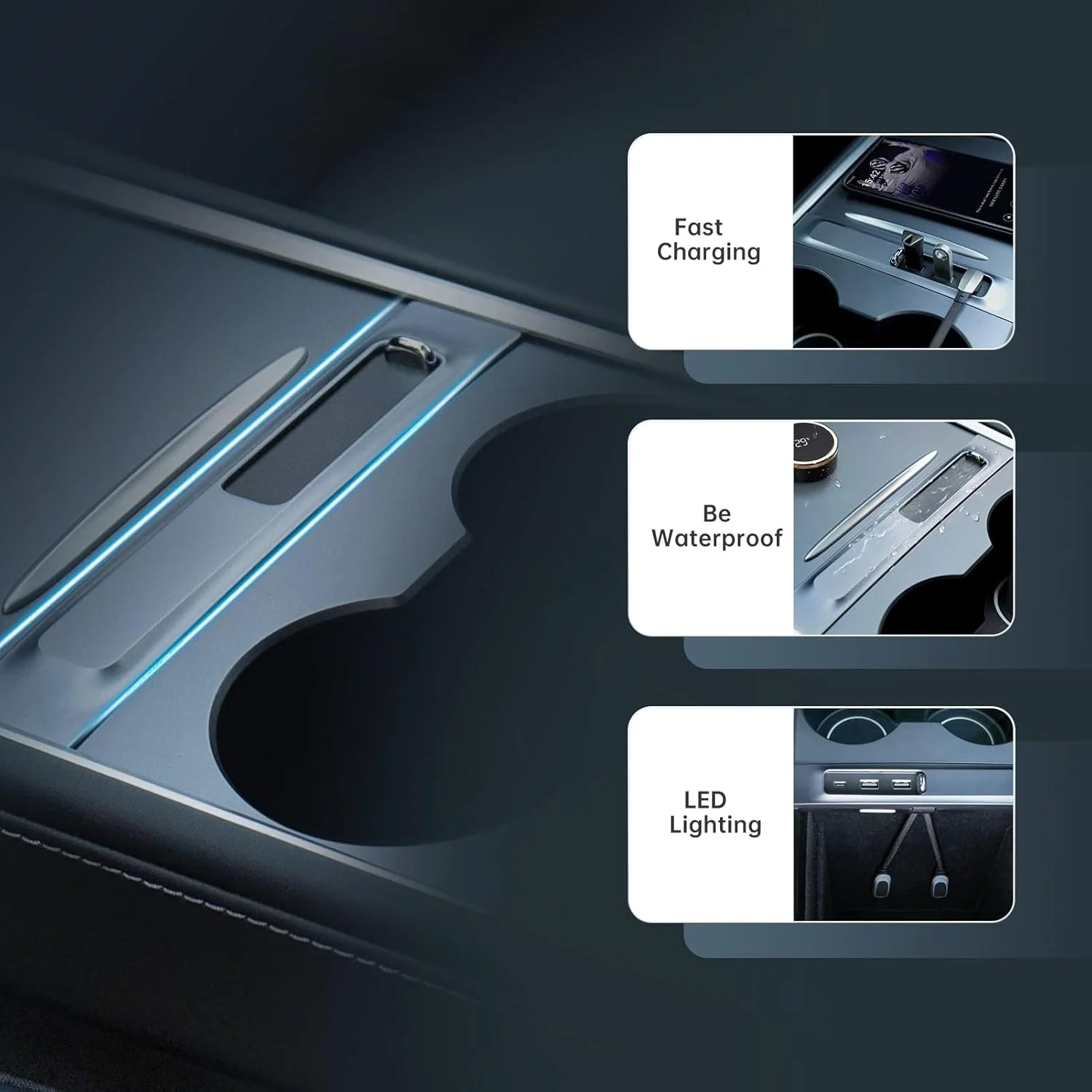 هاب USB تسلا NALACAL 3 در 1 با پورت شارژ سریع PD برای مدل 3 (2017-2023) / مدل Y (2020-2023)