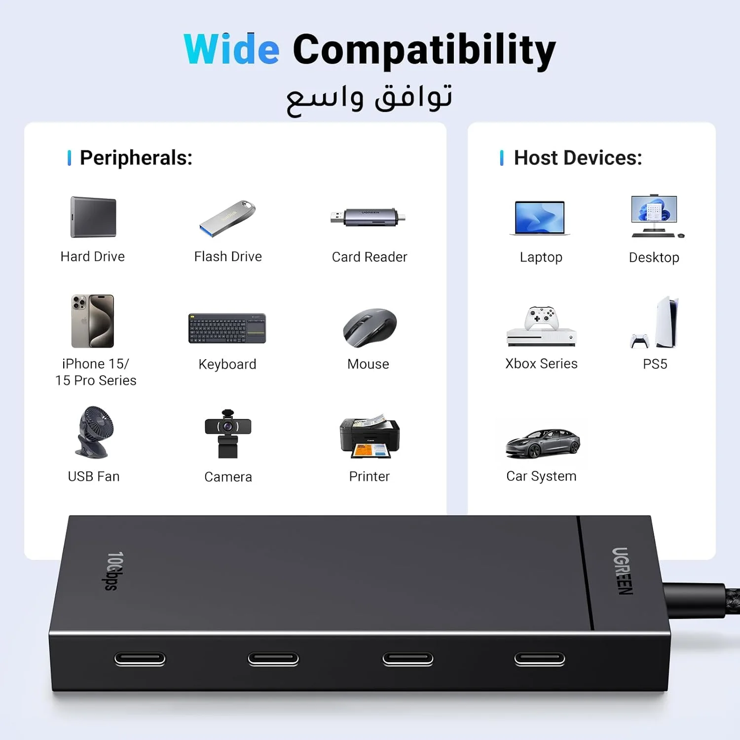 هاب USB C یوگرین 10 گیگابیت بر ثانیه، آداپتور 4 پورت Type C 3.2 Gen 2، هاب USB پرسرعت، توسعه دهنده آداپتور چند پورت برای لپ تاپ، کامپیوتر رومیزی، ایکس باکس، PS5، ماوس، کیبورد، فلش درایو، یو دیسک، پرینتر هاب USB C یوگرین 10 گیگابیت بر ثانیه، آداپتور 4 پورت Type C 3.2 Gen 2، هاب USB پرسرعت، توسعه دهنده آداپتور چند پورت برای لپ تاپ، کامپیوتر رومیزی، ایکس باکس، PS5، ماوس، کیبورد، فلش درایو، یو دیسک، پرینتر