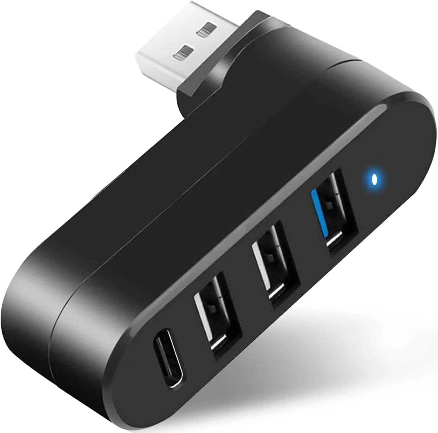 هاب USB 3.0 چهار پورت VIENON [چرخش 90°/180° درجه]، اسپلیتر USB با پورت USB C ورودی 5W، توسعه دهنده USB برای لپ تاپ، خودرو، iMac، MacBook Air، MacBook Pro و موارد دیگر