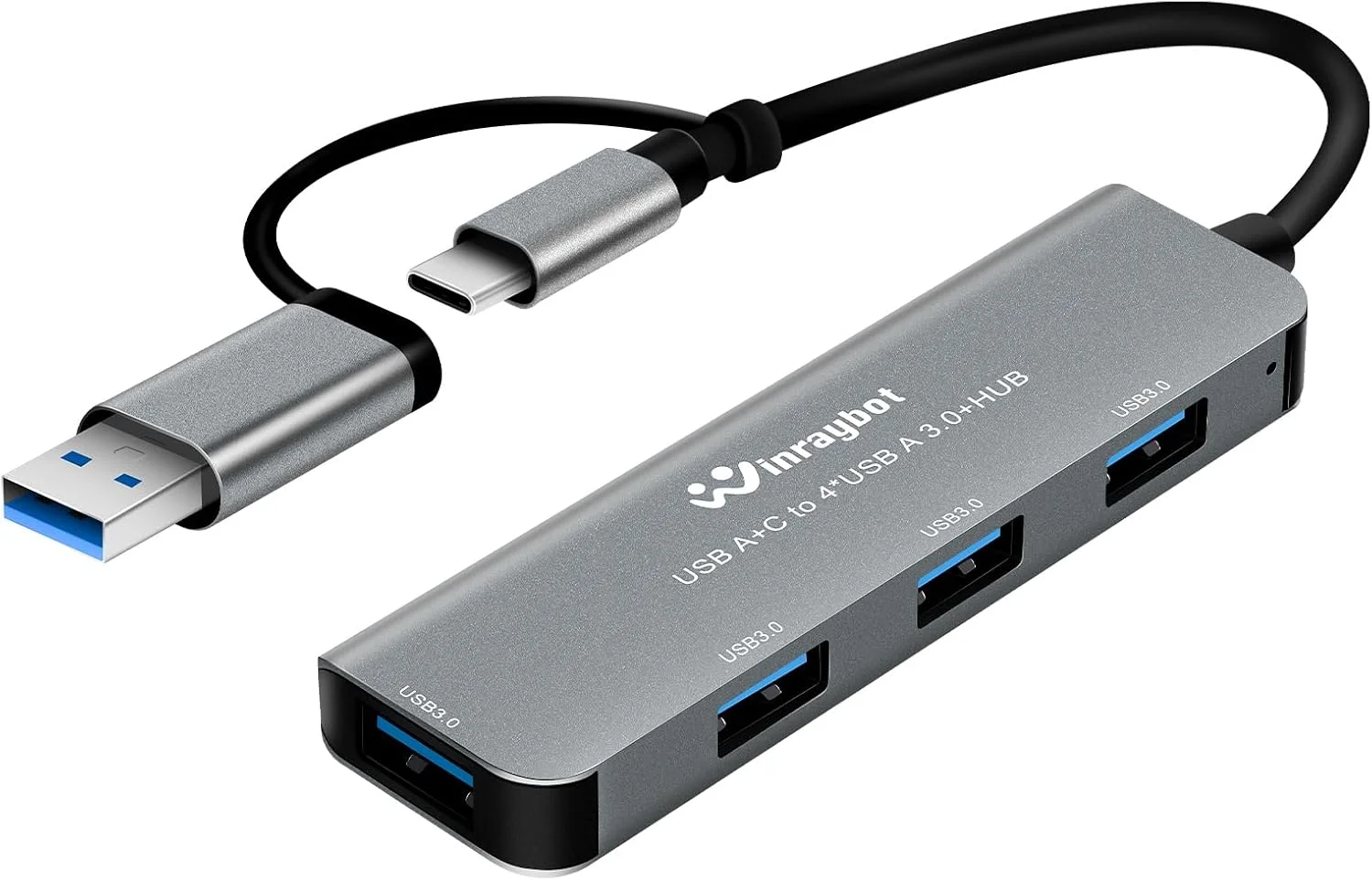 هاب USB اسپلیتر USB برای لپ تاپ، USBA 3.0 1 به 4، USBA/C 3.0 اسپلیتر usbc هاب برای لپ تاپ، توسعه دهنده پورت usb3.0 آداپتور usbc به usb3.0، توسعه دهنده USB، هاب USB c پلاگین و پخش