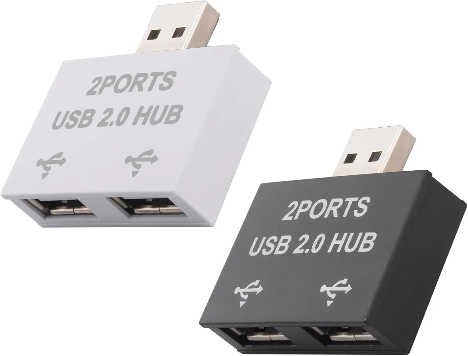 هاب USB 2.0، اسپلیتر USB 1 به 2 پورت - بسته 2 عددی، توسعه دهنده 2 پورت USB، شارژ سریع و انتقال داده 480 مگابیت بر ثانیه (عدم پشتیبانی از Carplay) برای مک بوک ایر، تبلت، پرینتر، فلش مموری USB، ماوس، کیبورد