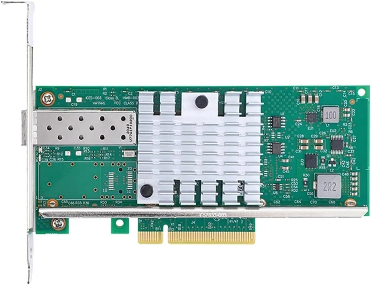 کارت شبکه 10G s-f.p+ مدل X520-DA1، کنترل اصلی نرخ انتقال 1GbE/10GbE PCIex8، اندازه کامل و نصف اندازه، جهانی