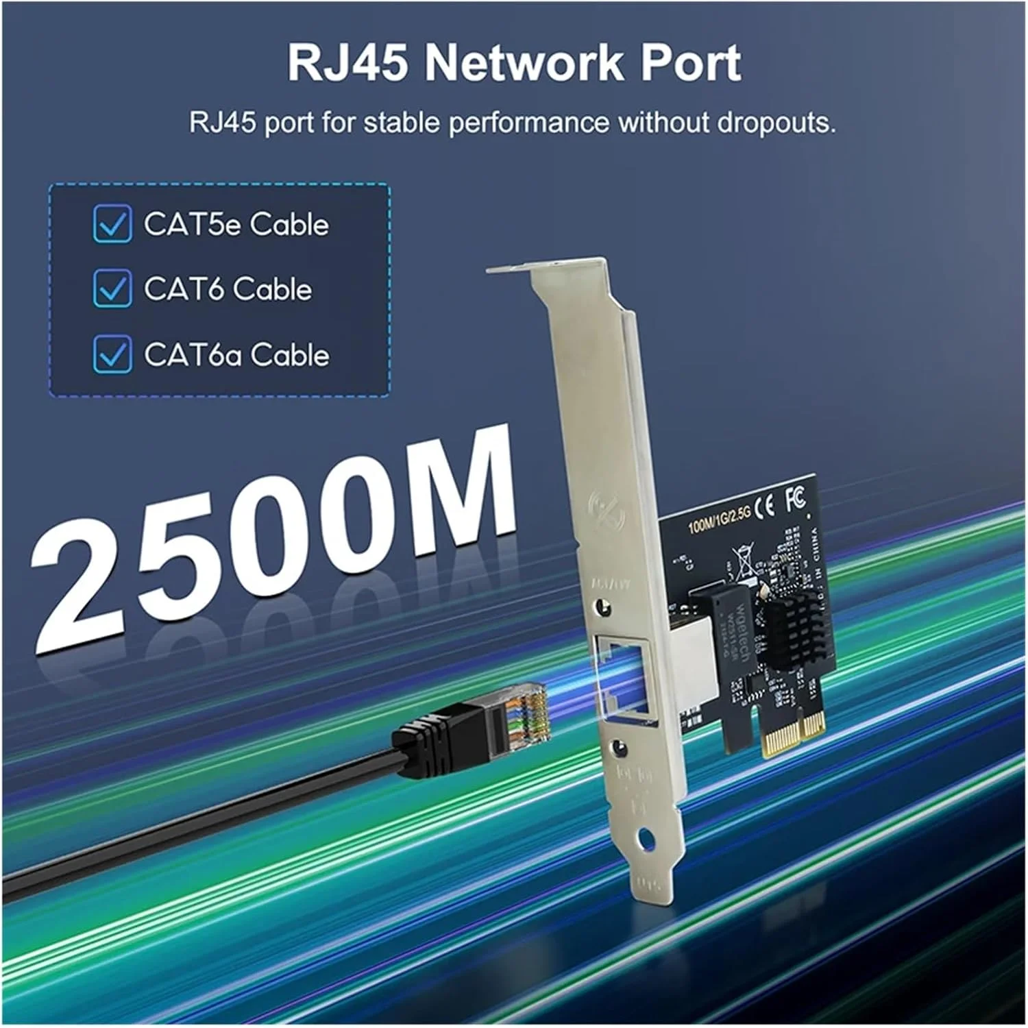 کارت شبکه 2.5G گیگابیتی اترنت به کارت شبکه RJ45 10/100/2500M 1Gbps/2.5Gbps