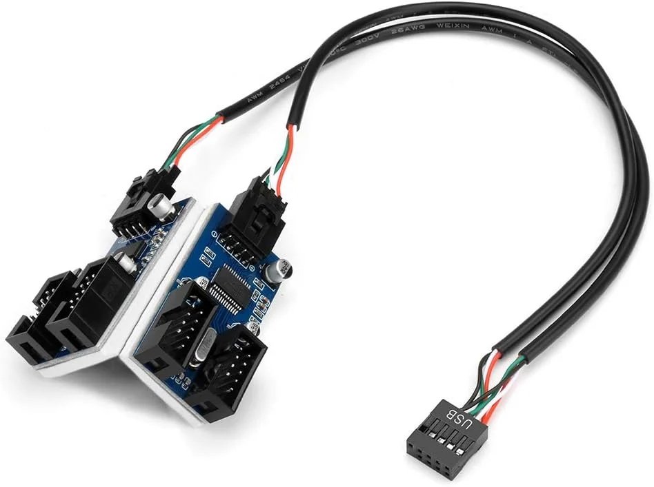 هاب USB داخلی، گسترش دهنده 4 پورت USB 2.0، هدر 9 پین USB نر به 4 ماده کارت توسعه دهنده، اتصال دهنده کابل اسپلیتر USB 2.0 برای مادربرد، پورت افزایش دهنده آداپتور برای CPU، گیرنده WiFi، فن ها