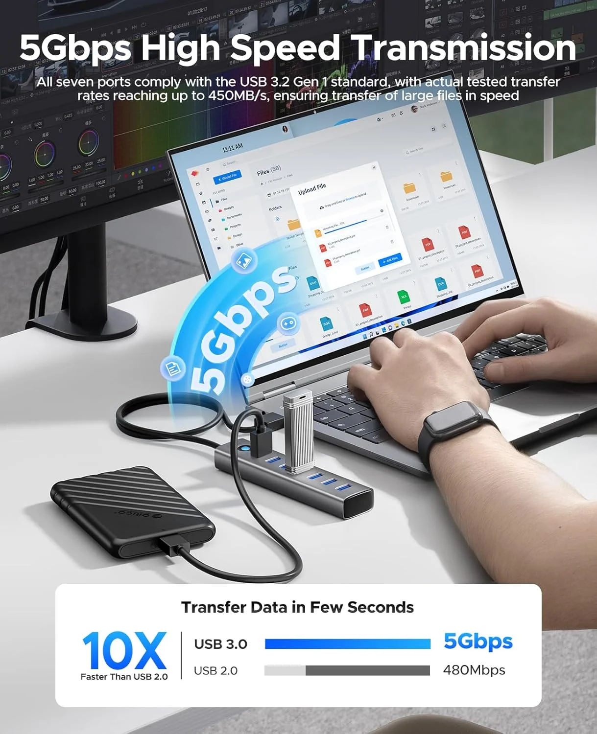 هاب آلومینیومی 7 پورت USB اوریکو با کابل 1 متری، هاب USB 3.0 چندگانه، انتقال داده 5 گیگابیت بر ثانیه، پورت Type-C 5V 3A، اسپلیتر UBS-A برای کامپیوتر، لپ تاپ، دسکتاپ هاب آلومینیومی 7 پورت USB اوریکو با کابل 1 متری، هاب USB 3.0 چندگانه، انتقال داده 5 گیگابیت بر ثانیه، پورت Type-C 5V 3A، اسپلیتر UBS-A برای کامپیوتر، لپ تاپ، دسکتاپ