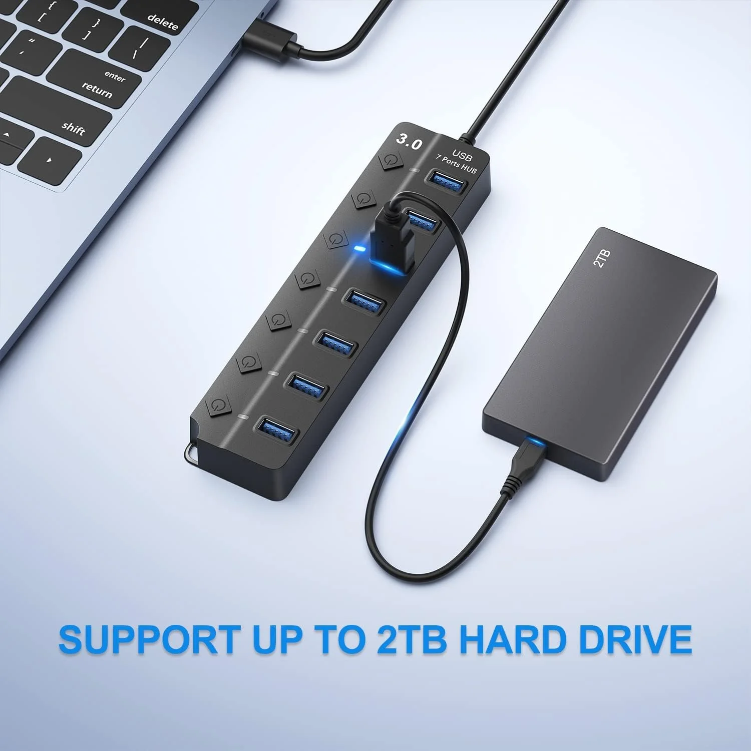 هاب USB 3.0، اسپلیتر هاب USB 7 پورت با سوئیچ های روشن/خاموش جداگانه و چراغ، کابل 1 متری سازگار با مک بوک، لپ تاپ، سرفیس پرو، PS4، PC، فلش درایو، هارد دیسک موبایل هاب USB 3.0، اسپلیتر هاب USB 7 پورت با سوئیچ های روشن/خاموش جداگانه و چراغ، کابل 1 متری سازگار با مک بوک، لپ تاپ، سرفیس پرو، PS4، PC، فلش درایو، هارد دیسک موبایل