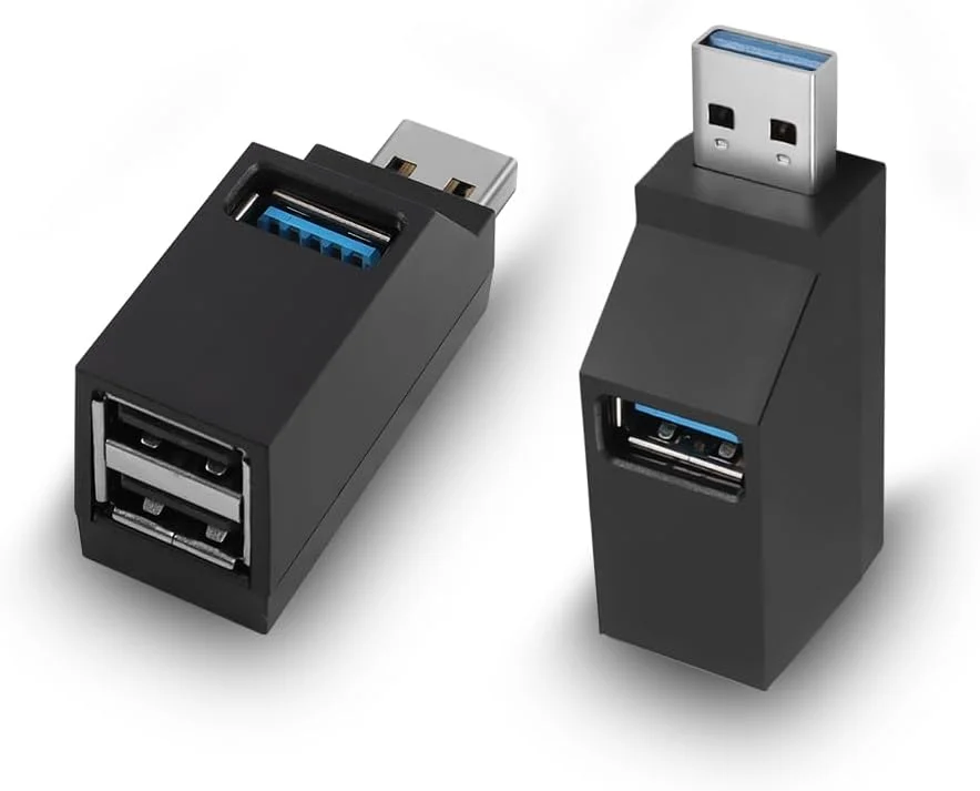 هاب USB با 3 پورت، آداپتور توسعه USB نر به ماده 2 عددی، اسپلیتر 90 درجه 1 پورت USB 3.0 و 2 پورت USB 2.0، انتقال داده قابل حمل برای اتصال هارد دیسک موبایل، فلش مموری، دوربین، ماوس و غیره
