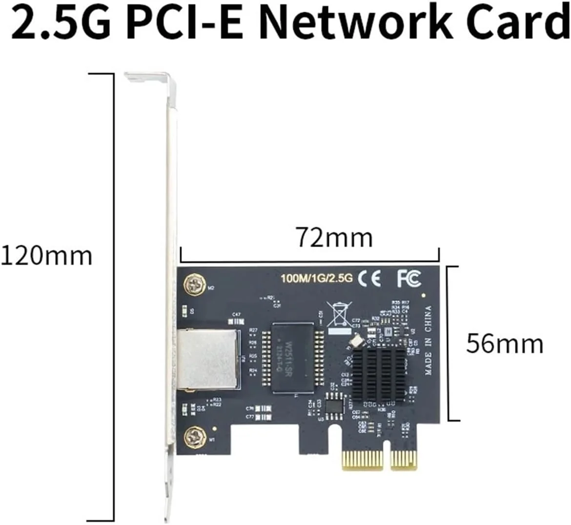 کارت شبکه 2.5G گیگابیتی LAN اترنت RJ45 با سرعت 2500Mbps و 1Gbps/2.5Gbps