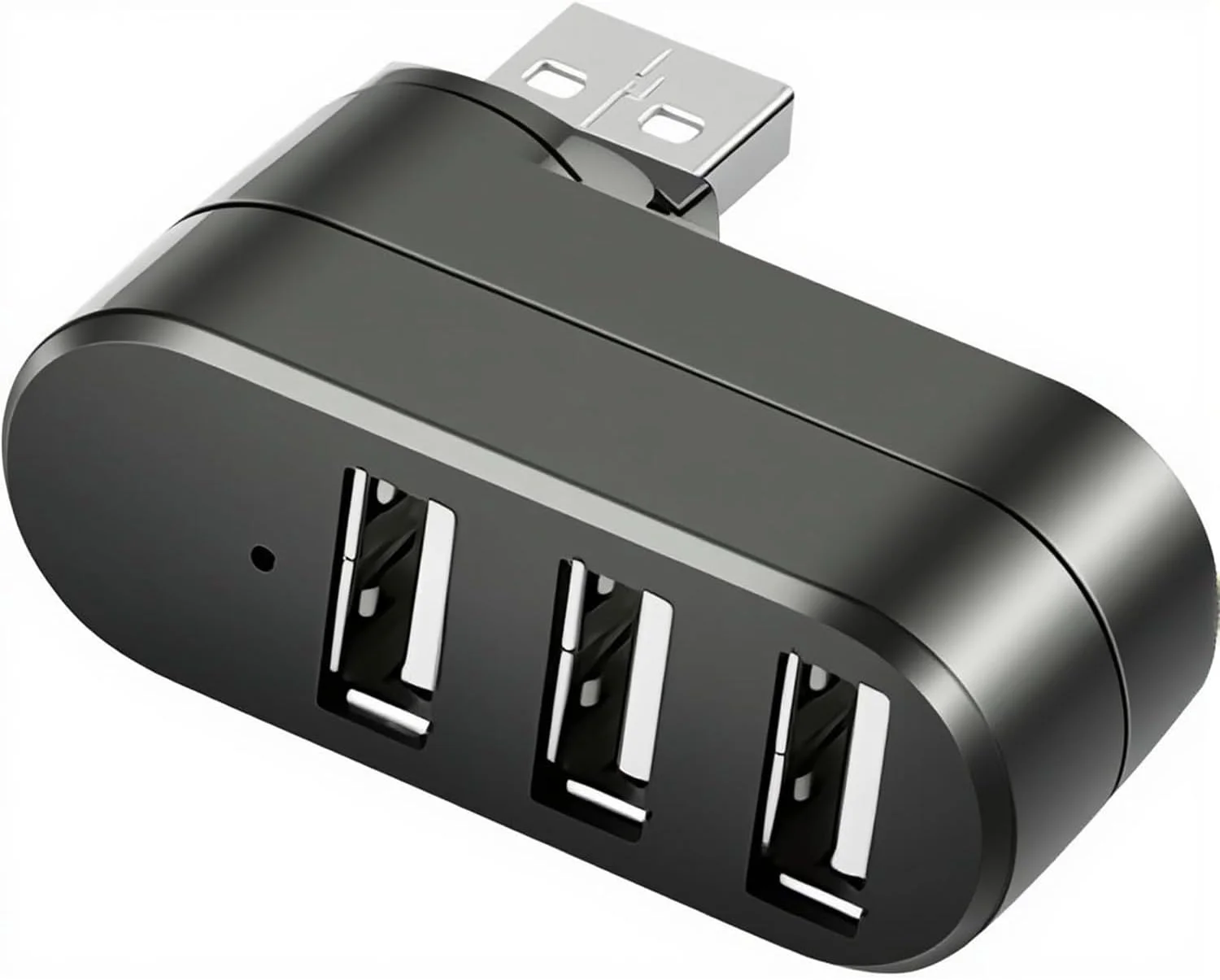 اسپلیتر پورت USB، هاب چرخشی قابل حمل و جمع و جور با 3 پورت USB، داک هاب USB [چرخش 90°/180° درجه] برای لپ تاپ و کامپیوتر و غیره - مشکی