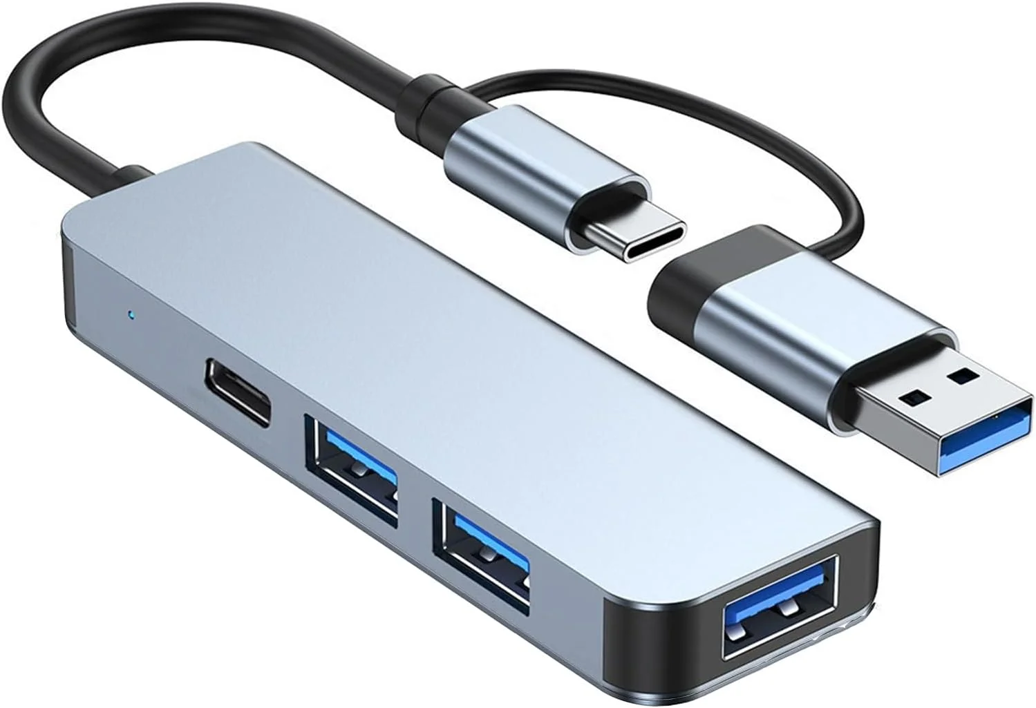 هاب ۴ پورت USB 3.0 و USB C برای لپ تاپ و کامپیوتر، توسعه دهنده آلومینیومی USB C به USB برای مک بوک، مک پرو، آی مک، آیپد پرو، سرفیس، XPS، فلش درایو، هارد دیسک موبایل