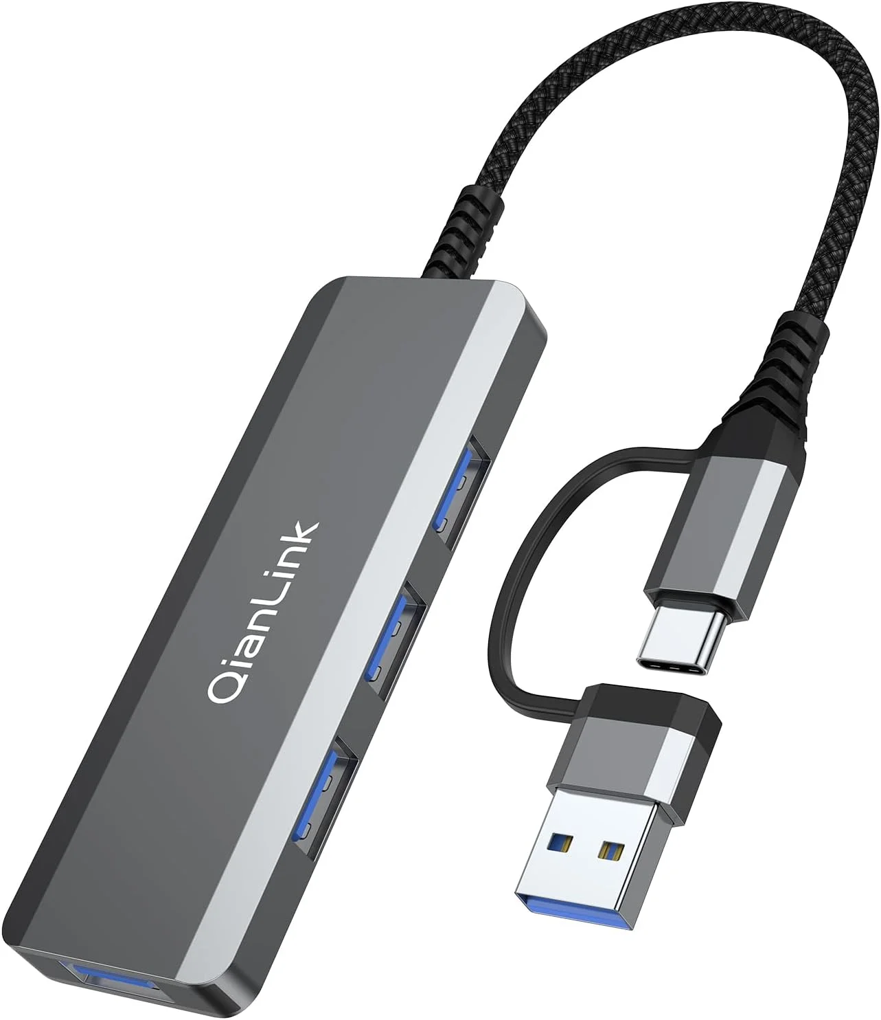 هاب USB C به USB با 4 پورت، هاب Type C به USB 3.0 به همراه یک آداپتور USB C به USB، توسعه دهنده چند پورت USB 3.0 برای MacBook Pro، iPad Pro، Chromebook، Pixelbook، Dell، Samsung Galaxy، iPhone 15 16 17 Pro Max