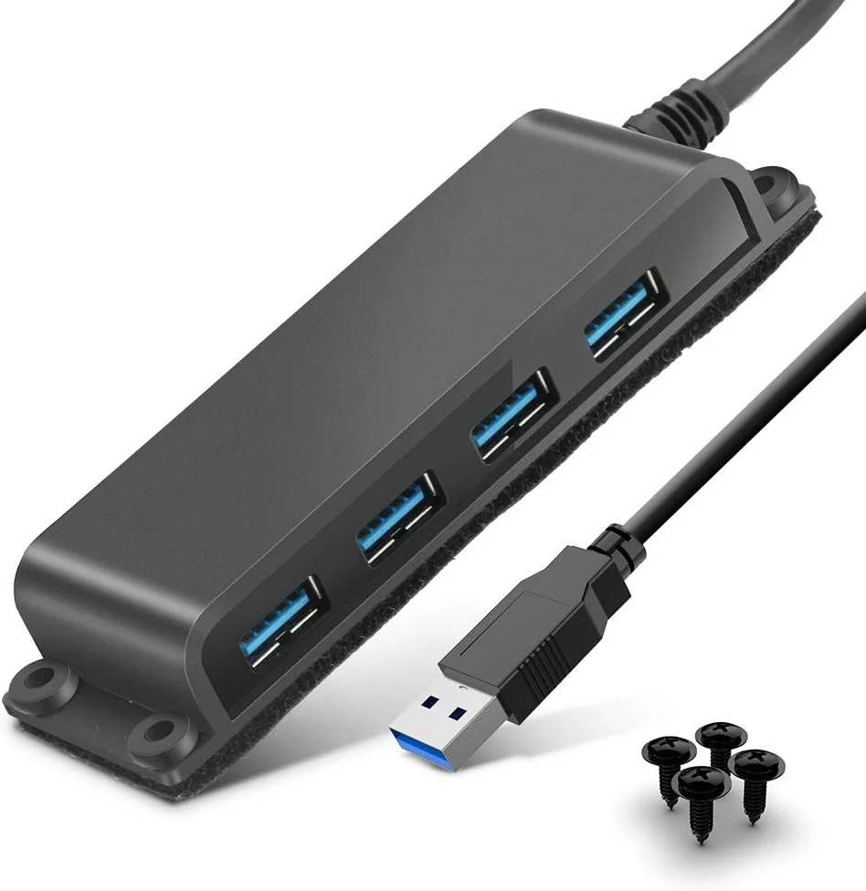 هاب رومیزی قابل حمل USB 3.0 با 4 پورت، هاب داده USB 3.0 قابل نصب با کابل 100 سانتی‌متری برای مک‌بوک، مک پرو/مینی، آی‌مک، XPS، سرفیس پرو، نوت‌بوک، فلش مموری USB، هارد دیسک موبایل، کامپیوتر و غیره