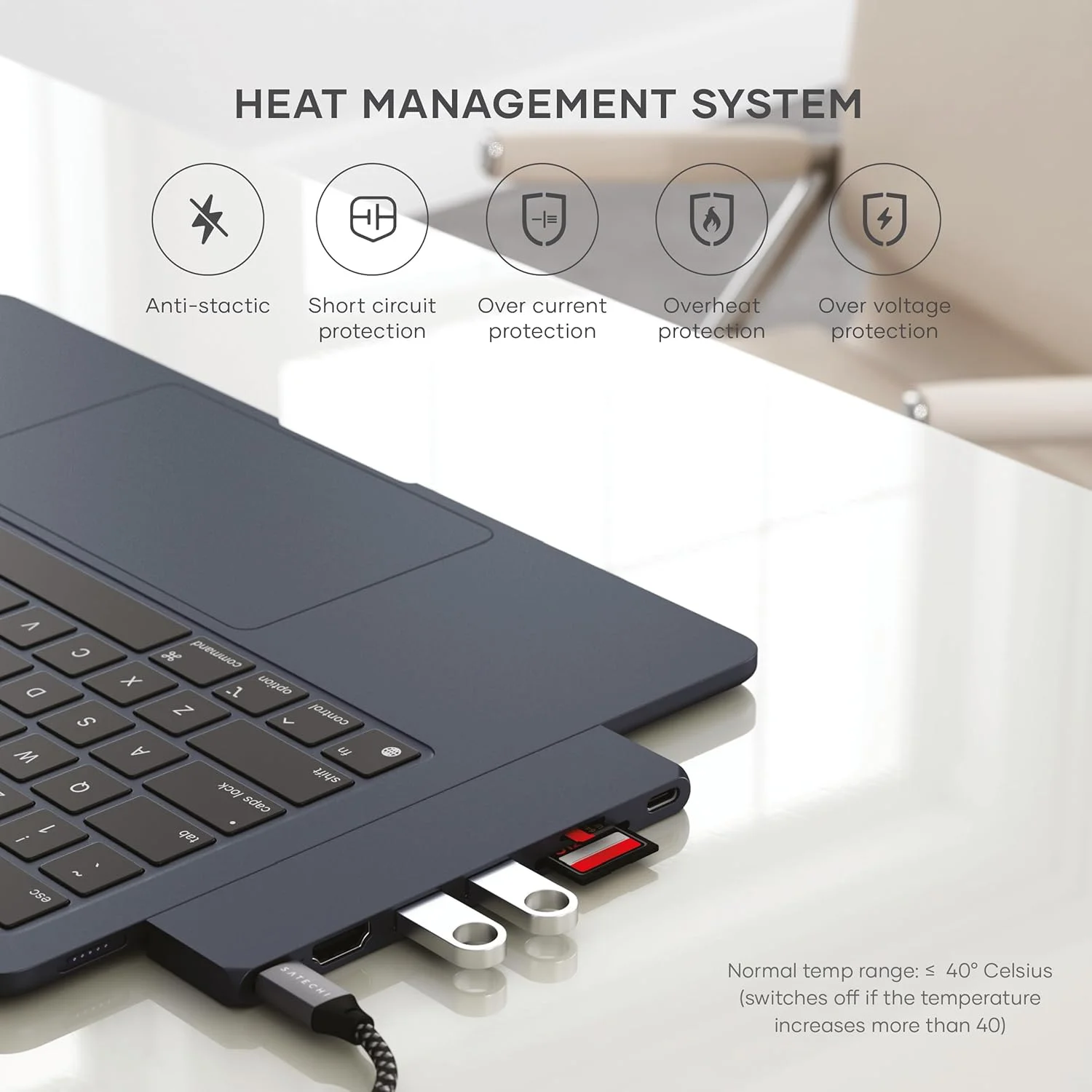 هاب USB-C باریک 7 در 1 SATECHI USB4 Pro با حداکثر 6K@60Hz، شارژ 100W PD، انتقال سریع داده، USB 3.2 Gen2، HDMI 4K، کارت خوان SD/MicroSD - برای MacBook Air & Pro - Midnight هاب USB-C باریک 7 در 1 SATECHI USB4 Pro با حداکثر 6K@60Hz، شارژ 100W PD، انتقال سریع داده، USB 3.2 Gen2، HDMI 4K، کارت خوان SD/MicroSD - برای MacBook Air & Pro - Midnight