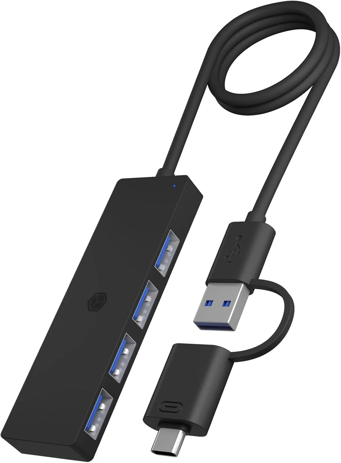 هاب USB 3.0 آی سی وای باکس (4 در 1) با 4 پورت USB-A، توزیع کننده USB، اتصال USB-C و USB-A، اسپلیتر، چند شاخه، IB-HUB1424-C3