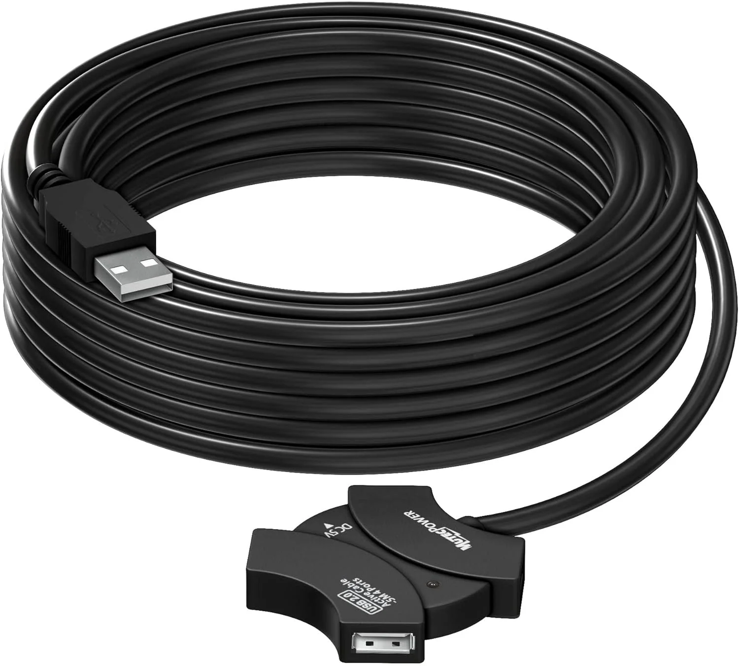 کابل افزایش طول USB 2.0 موتک پاور 10 متری با هاب USB 4 پورت و چیپست توسعه - کابل USB نر به ماده / کابل تکرار کننده 10 متر مشکی