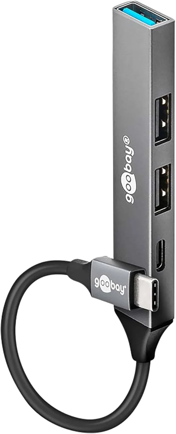 هاب باریک 4 پورت USB 3.2 goobay / چند راهی، آداپتور چند پورت باریک C به 3xA و 1xC هاب 3.0 / اسپلیتر 5 گیگابیت / 74459