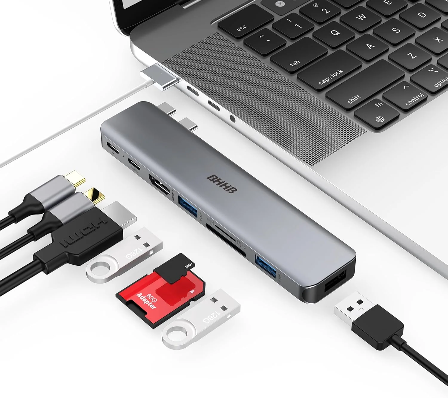 آداپتور هاب USB C مدل BHHB M81 برای داک استیشن MacBook Pro Air، 8 در 2 برای لوازم جانبی Mac Book، HDMI 4K@30Hz، Thunderbolt 4/3، USB 3.0، SD/TF، داک استیشن USB C، آداپتور داک USBC برای Mac M5 M4 M3 M2 M1