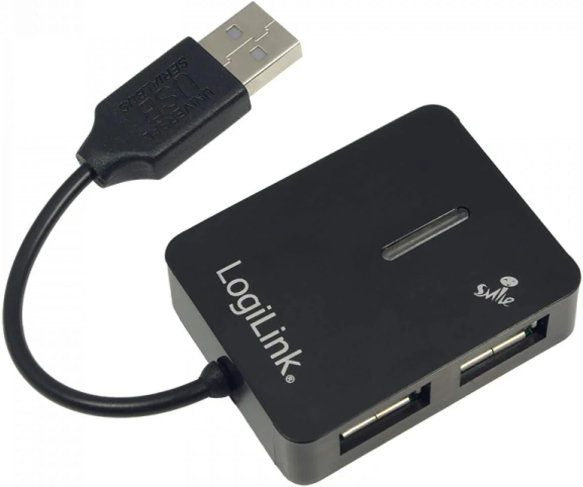 هاب USB 2.0 لاجی لینک UA0139 با 4 پورت مدل "Smile"، 4x USB پرسرعت، مشکی