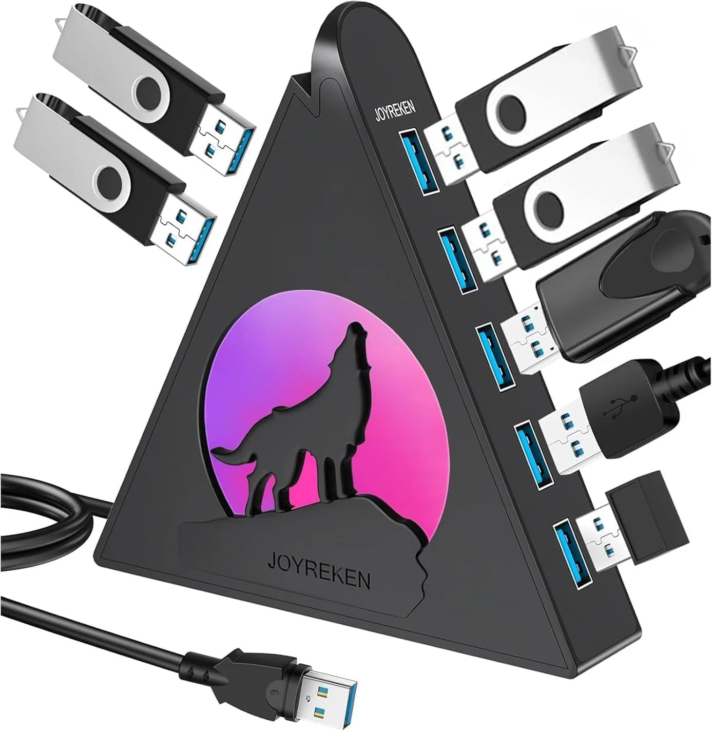 هاب USB با 7 پورت، توسعه دهنده USB 3.0 JoyReken با کابل 60 سانتی متری، توزیع کننده USB برای لپ تاپ، مک بوک، ایکس باکس، PS4/5، فلش درایو، XPS، کامپیوتر، گیم پد، پرینتر، دوربین، کیبورد، ماوس