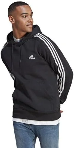 سویشرت کلاه دار مردانه آدیداس مدل M 3S FT HD مشکی/سفید IC0435 غیر ورزشی