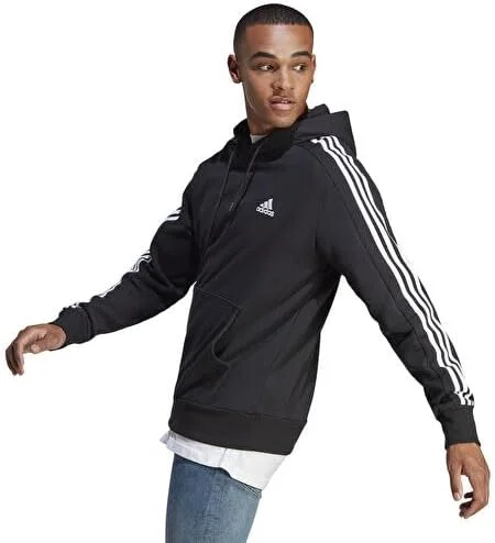 سویشرت کلاه دار مردانه آدیداس مدل M 3S FT HD مشکی/سفید IC0435 غیر ورزشی