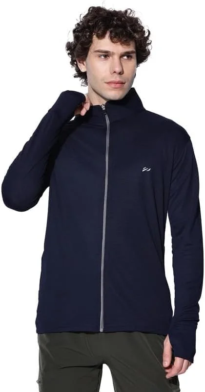 ژاکت ضد آفتاب آبی مردانه، نایلون ساده مناسب ورزش، باشگاه، دویدن، مسافرت، پیاده‌روی و استفاده روزمره در تابستان و زمستان