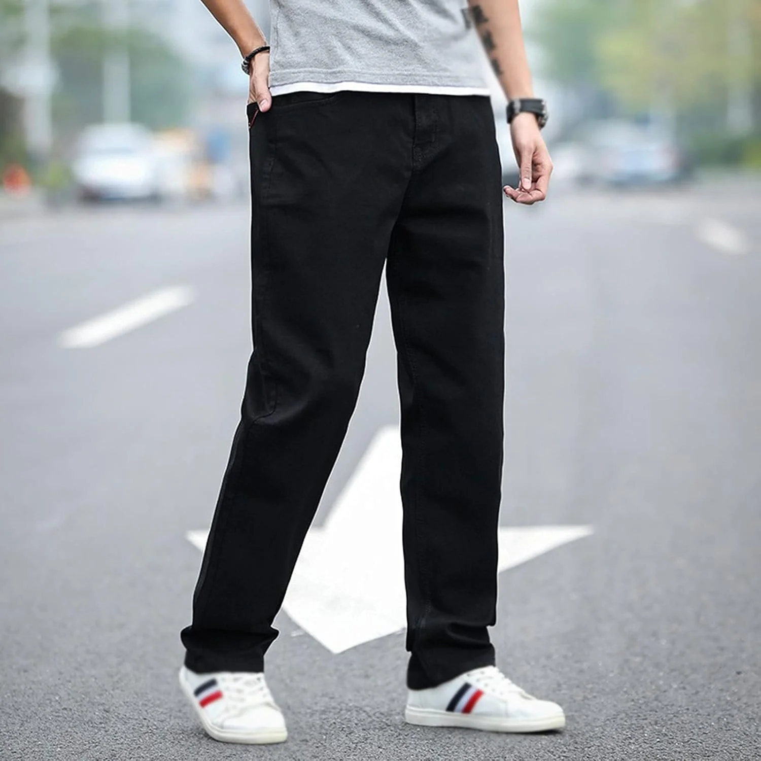 شلوار مردانه مناسب وزن تا 110 کیلوگرم، شلوار ورزشی نازک و کشسان مردانه با جیب زیپ دار، مناسب تمرین و دویدن