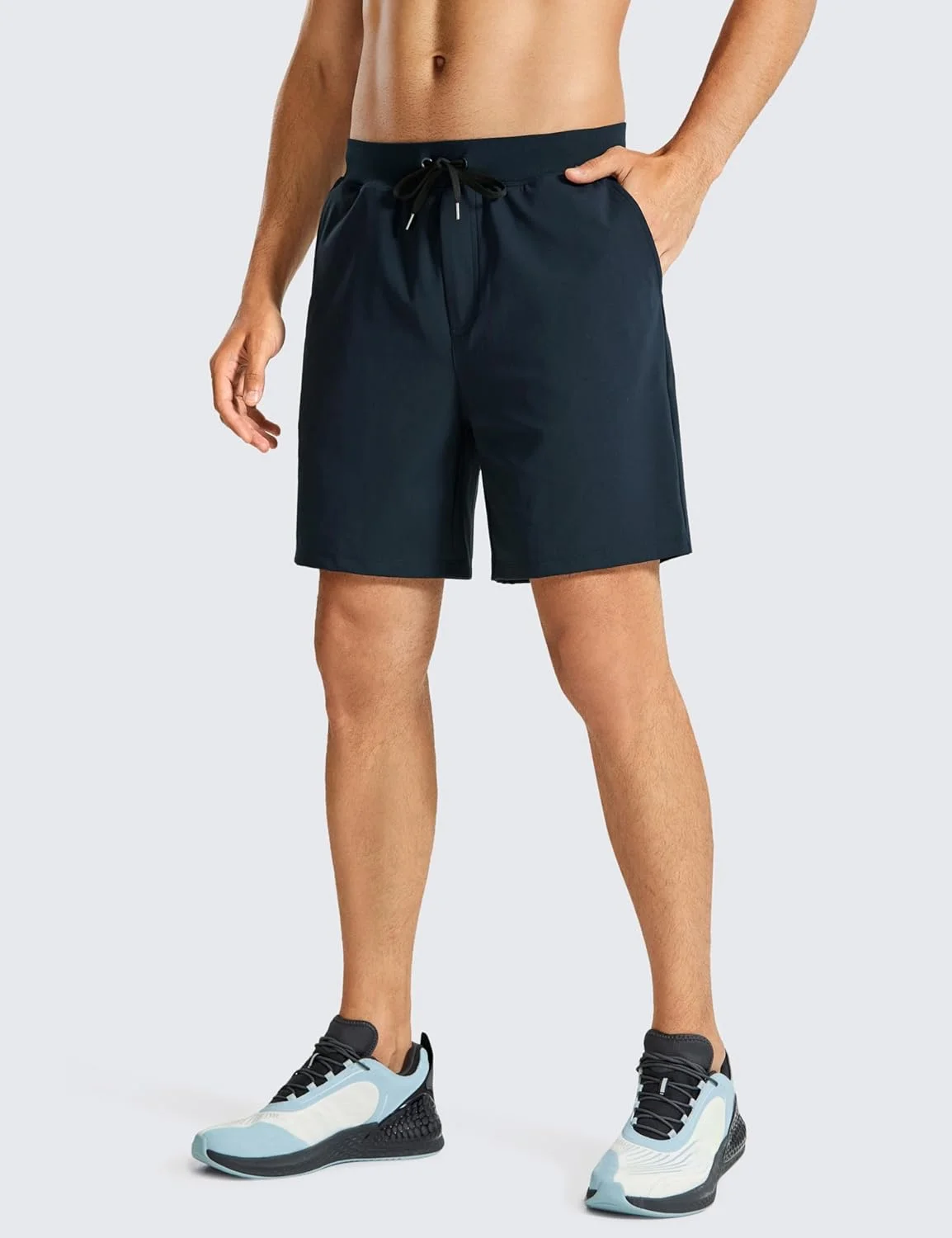 شلوارک ورزشی مردانه CRZ YOGA، کشی، سبک وزن، مناسب دویدن و تمرینات ورزشی با جیب - قد 18 سانتی متر