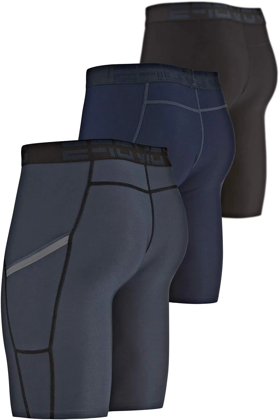 DEVOPS بسته 2 عددی شلوار فشاری مردانه، لگ ورزشی با جیب/بدون جیب