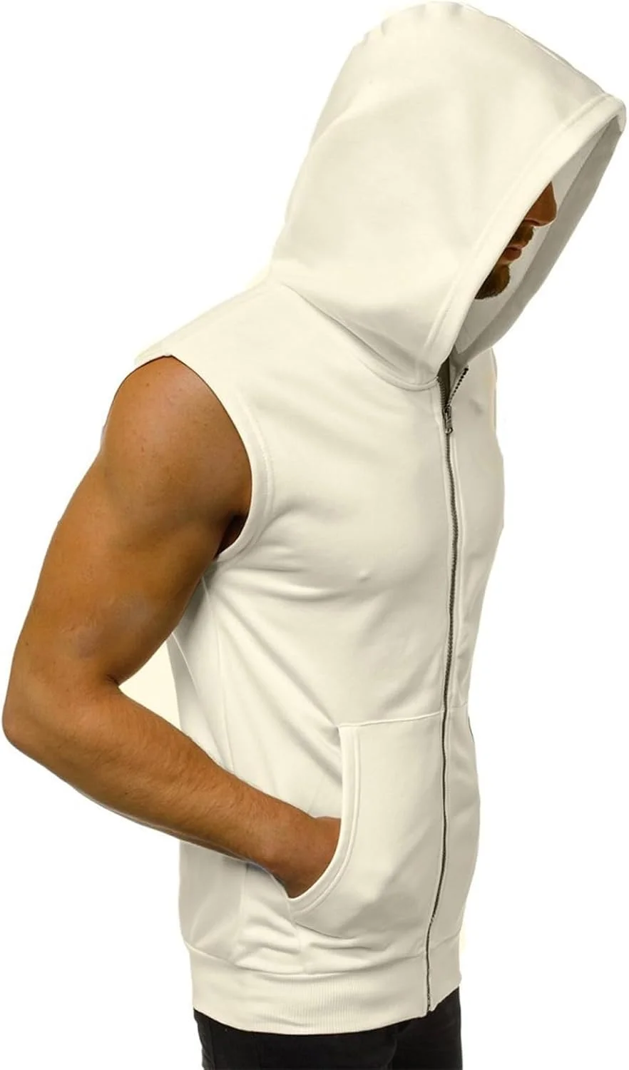 هودی ورزشی مردانه بدون آستین مدل Cici، تاپ رکابی کلاه دار زیپ دار مناسب تمرین و بدنسازی