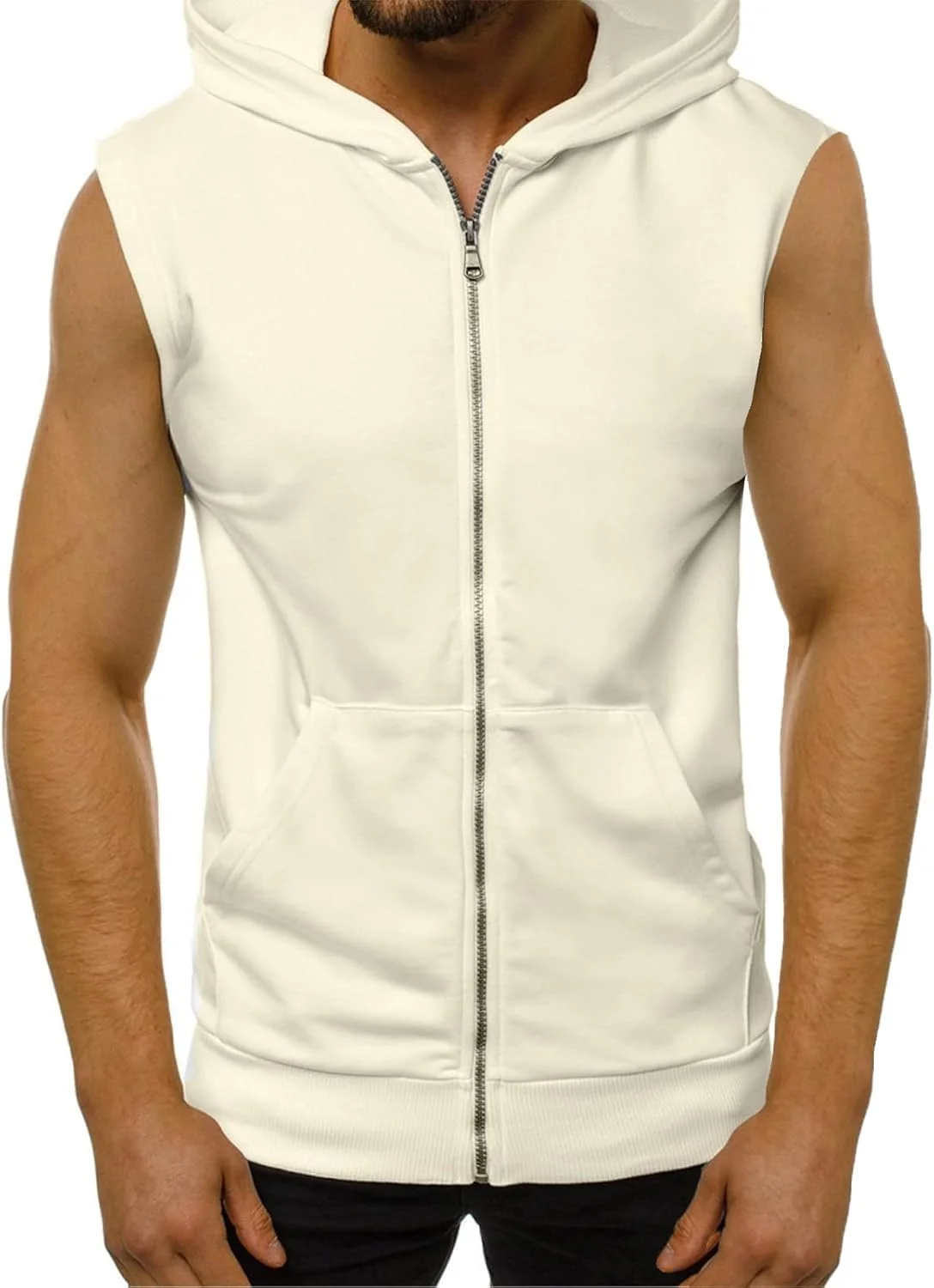 هودی ورزشی مردانه بدون آستین مدل Cici، تاپ رکابی کلاه دار زیپ دار مناسب تمرین و بدنسازی