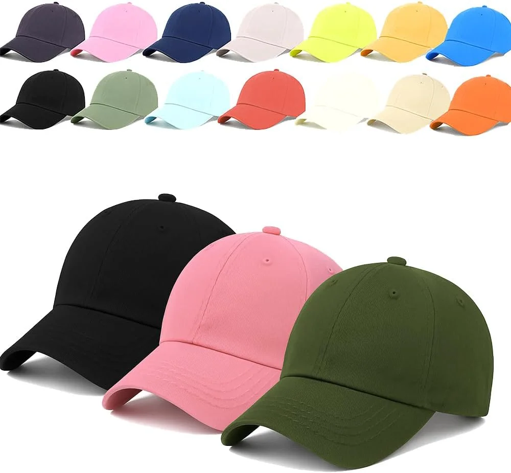 بسته 3 عددی کلاه بیسبال унисекс – کلاه های نخی رنگ ثابت قابل تنظیم برای آقایان و بانوان | کلاه های سبک وزن غیر رسمی برای فضای باز، ورزش، مسافرت
