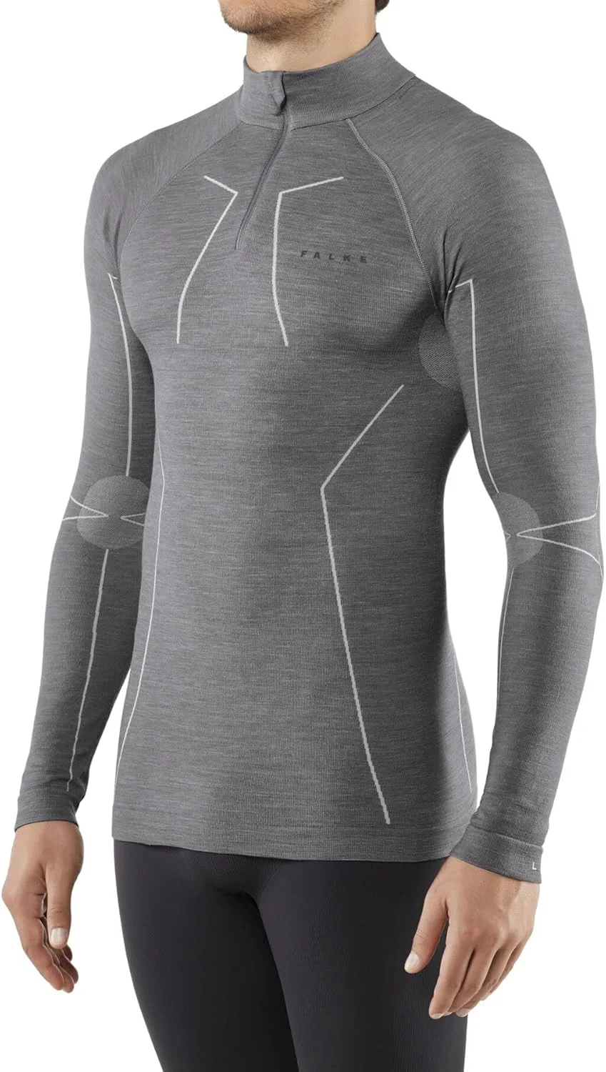 تاپ آستین بلند مردانه پشمی FALKE مدل Wool Tech. Zip M L/S SH (تک عددی)