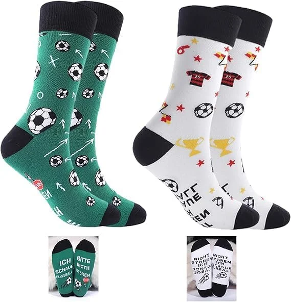 جوراب‌های فوتبالی طرح‌دار، جوراب‌های ورزشی مردانه با چاپ حروف، هدیه ای ایده آل برای علاقه مندان به فوتبال، بسته 2 عددی