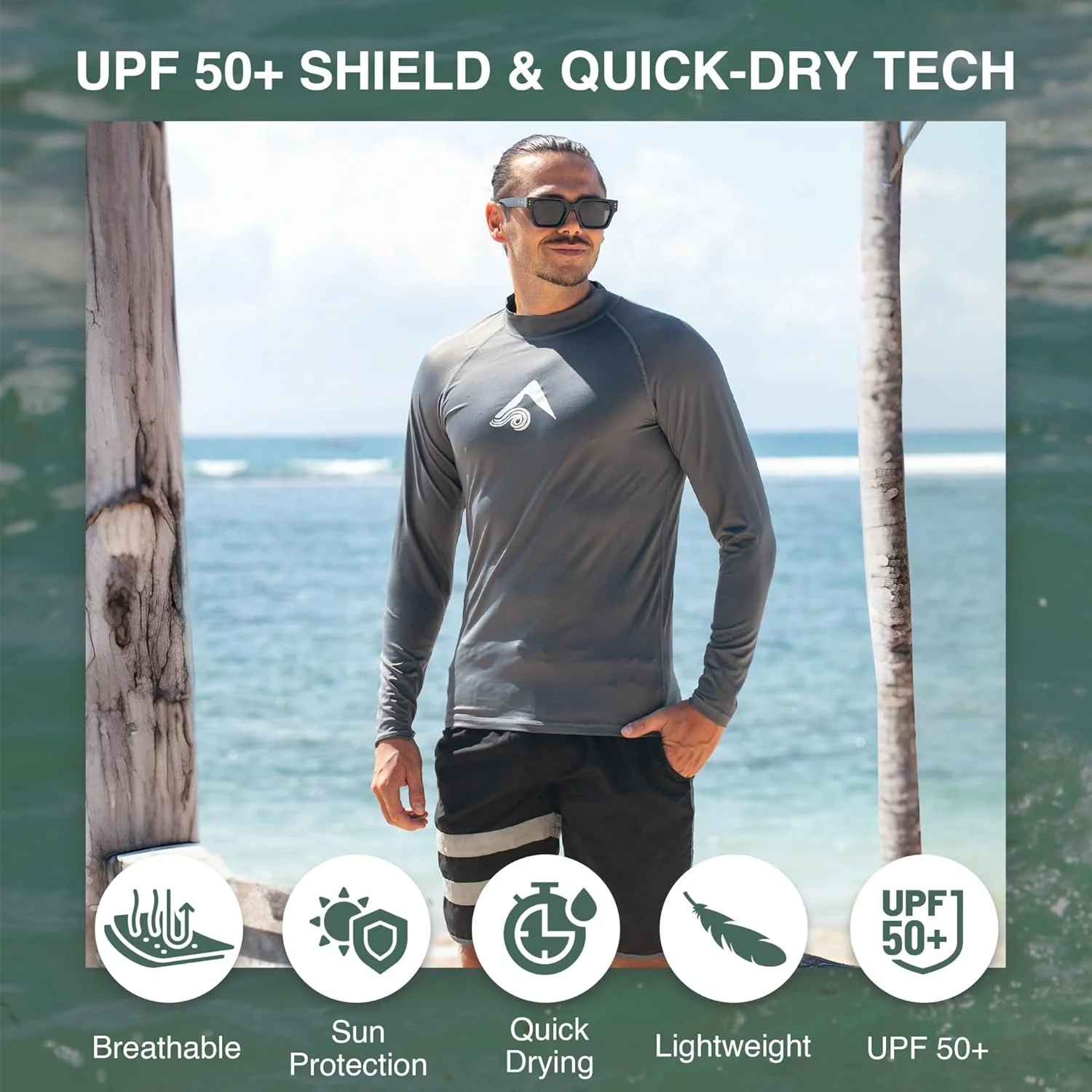 تی شرت آستین بلند مردانه محافظ در برابر اشعه ماوراء بنفش 50+ برند کانو سرف