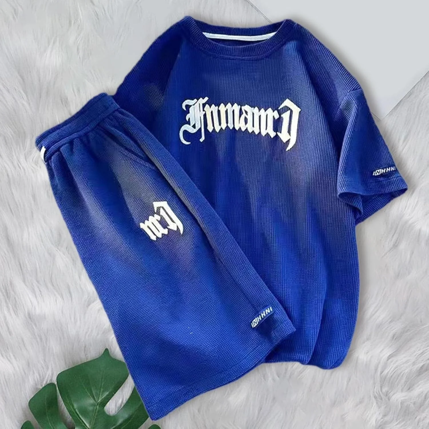 ست لباس ورزشی مردانه تیشرت و شلوارک دو تکه تابستانی یقه گرد