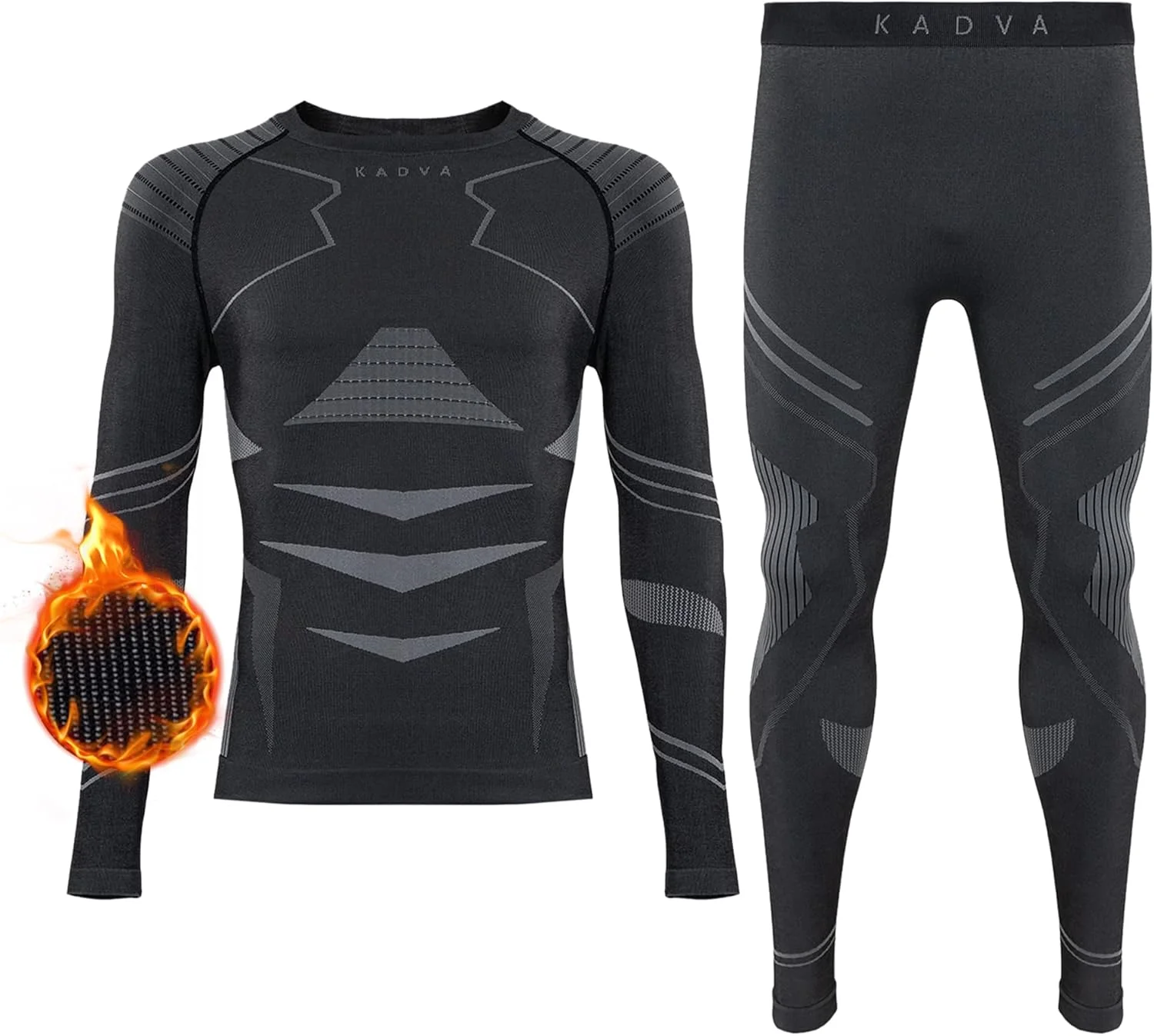 ست لباس زیر حرارتی مردانه Streif، رنگ خاکستری تیره، لباس زیر کاربردی برای زمستان، تنظیم کننده دما در طول ورزش، تنفس پذیر و رطوبت گیر