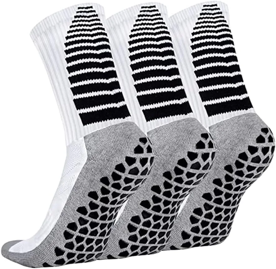 جوراب‌های گریپ Joyzzz، 3 جفت جوراب ورزشی ضد لغزش فوتبال، جوراب‌های پد گریپ ورزشی تنفسی ضد تاول هاکی، جوراب‌های ورزشی بالشتکی فوتبال برای بسکتبال، پیاده‌روی، دویدن، راگبی
