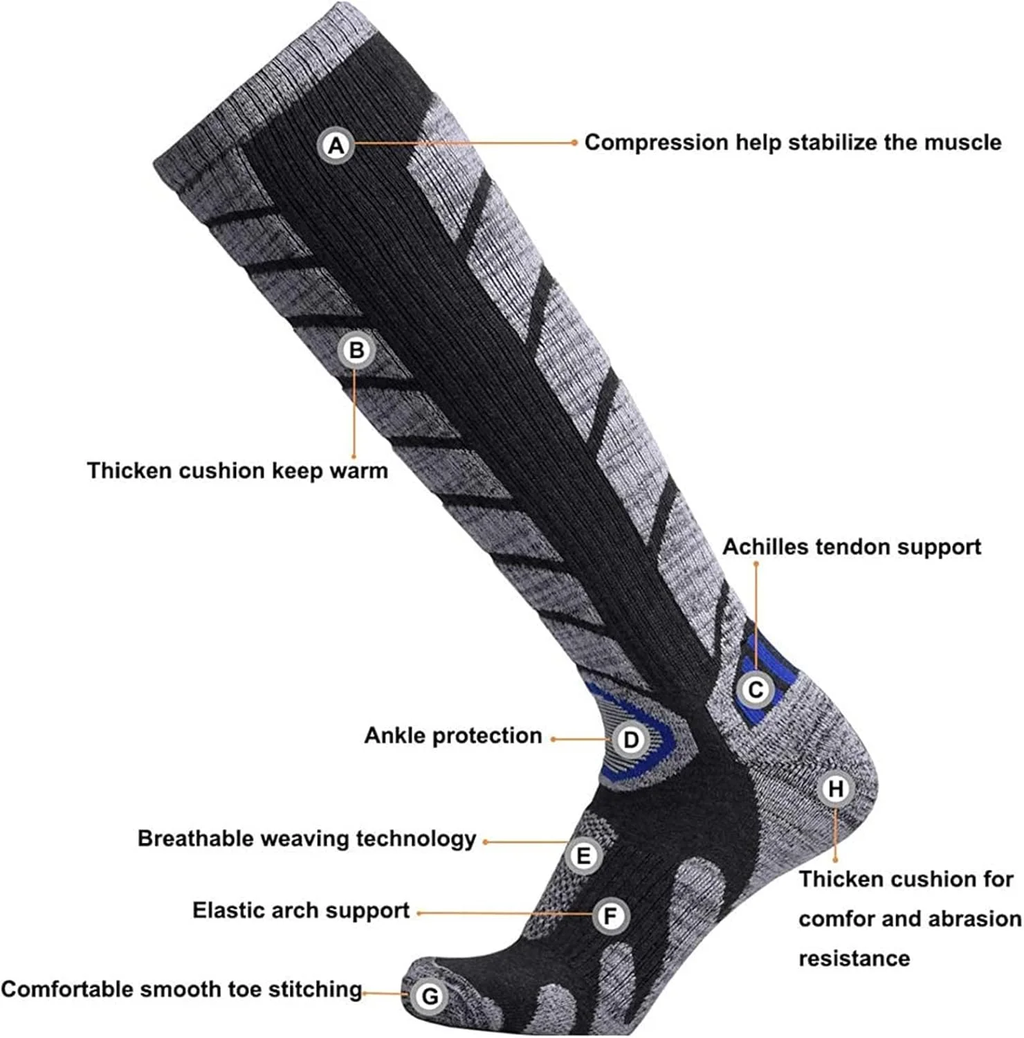 جوراب ساق بلند فشاری KASTWAVE، جوراب های راحت ورزشی، مناسب برای جوراب های اسکی ورزشی، جوراب های اسنوبرد، جوراب های ساق پا اسکی، جوراب های بلند زمستانی برای مردان و زنان ورزش دویدن مسافرت (2 جفت) جوراب ساق بلند فشاری KASTWAVE، جوراب های راحت ورزشی، مناسب برای جوراب های اسکی ورزشی، جوراب های اسنوبرد، جوراب های ساق پا اسکی، جوراب های بلند زمستانی برای مردان و زنان ورزش دویدن مسافرت (2 جفت)