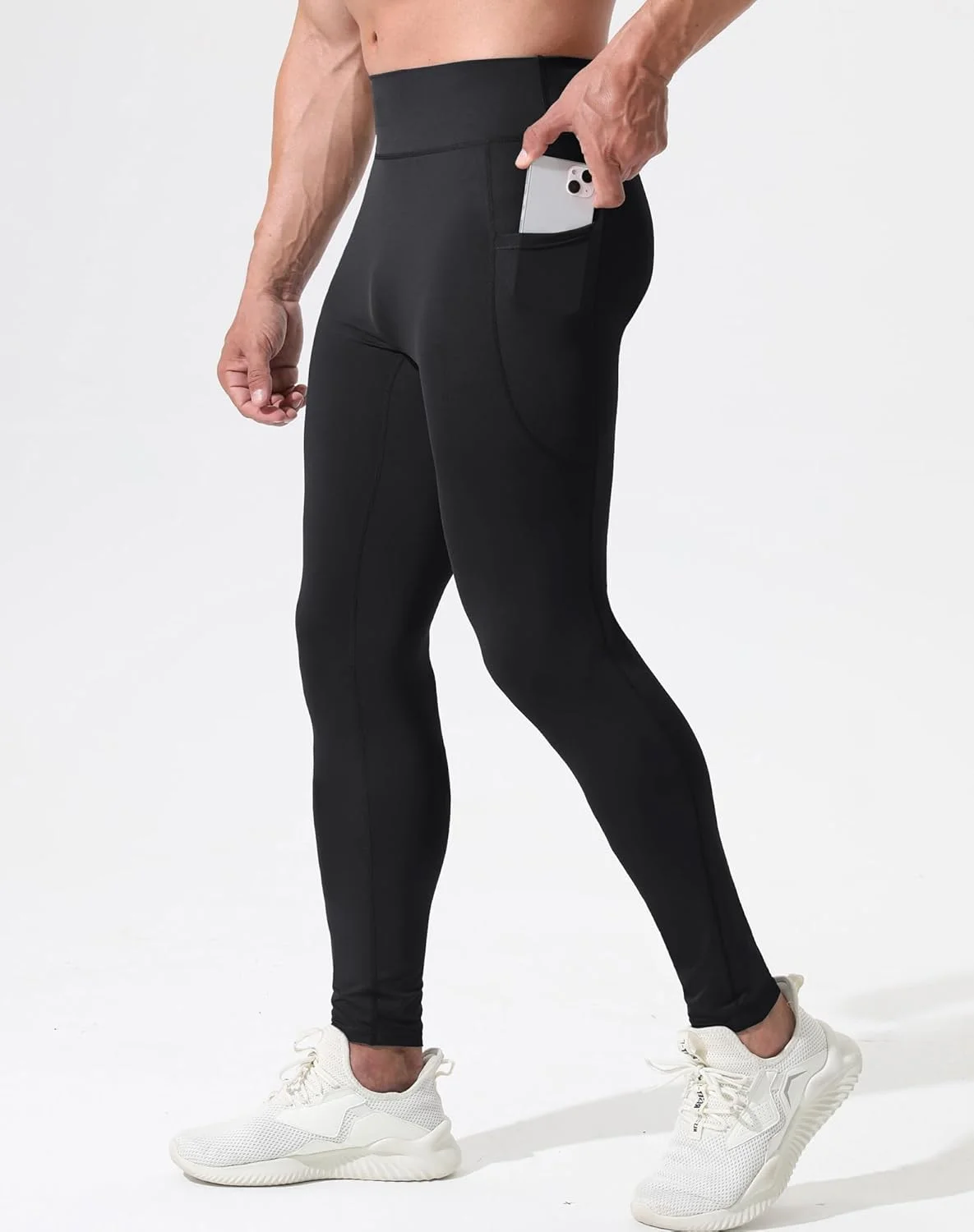 شلوار فشاری مردانه نلیوس، مناسب دویدن و ورزش، دارای جیب موبایل