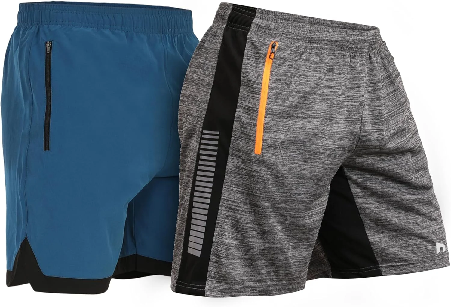 شورت ورزشی مردانه مدل NEVER LOSE، بسته 2 عددی، قد 5 اینچ، خشک‌شونده سریع، مناسب تمرینات ورزشی و باشگاه، دارای جیب زیپ‌دار