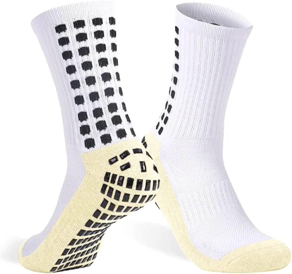 جوراب‌های ورزشی مردانه و زنانه، ضد لغزش، مناسب برای دویدن، دوچرخه‌سواری، بسکتبال، پیاده‌روی، فوتبال و سایر ورزش‌ها (یک جفت، سفید)