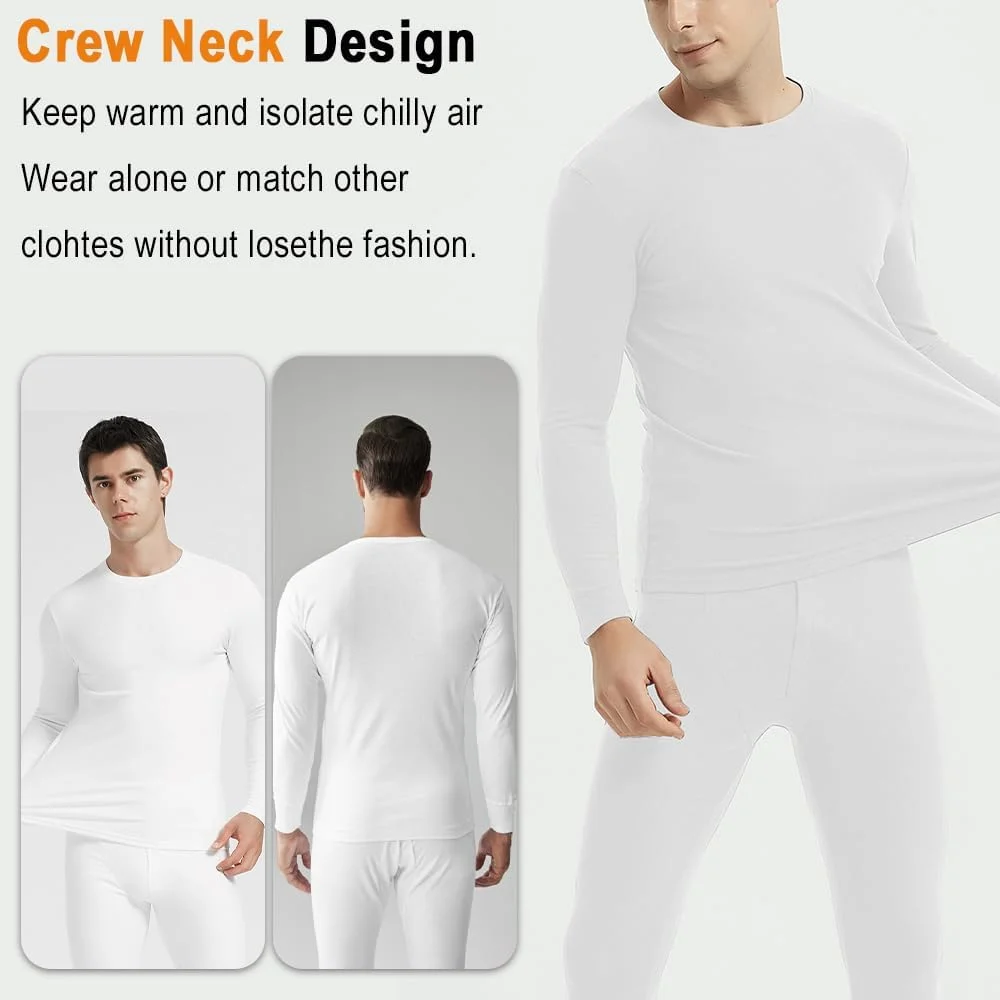 ست لباس زیر حرارتی مردانه، دارای پوشش مخملی و ضخیم، لباس زیر حرارتی نرم و ممتاز Necomi، لایه پایه زمستانی بالا و پایین مردانه، مناسب برای استفاده روزانه و ورزش های فضای باز